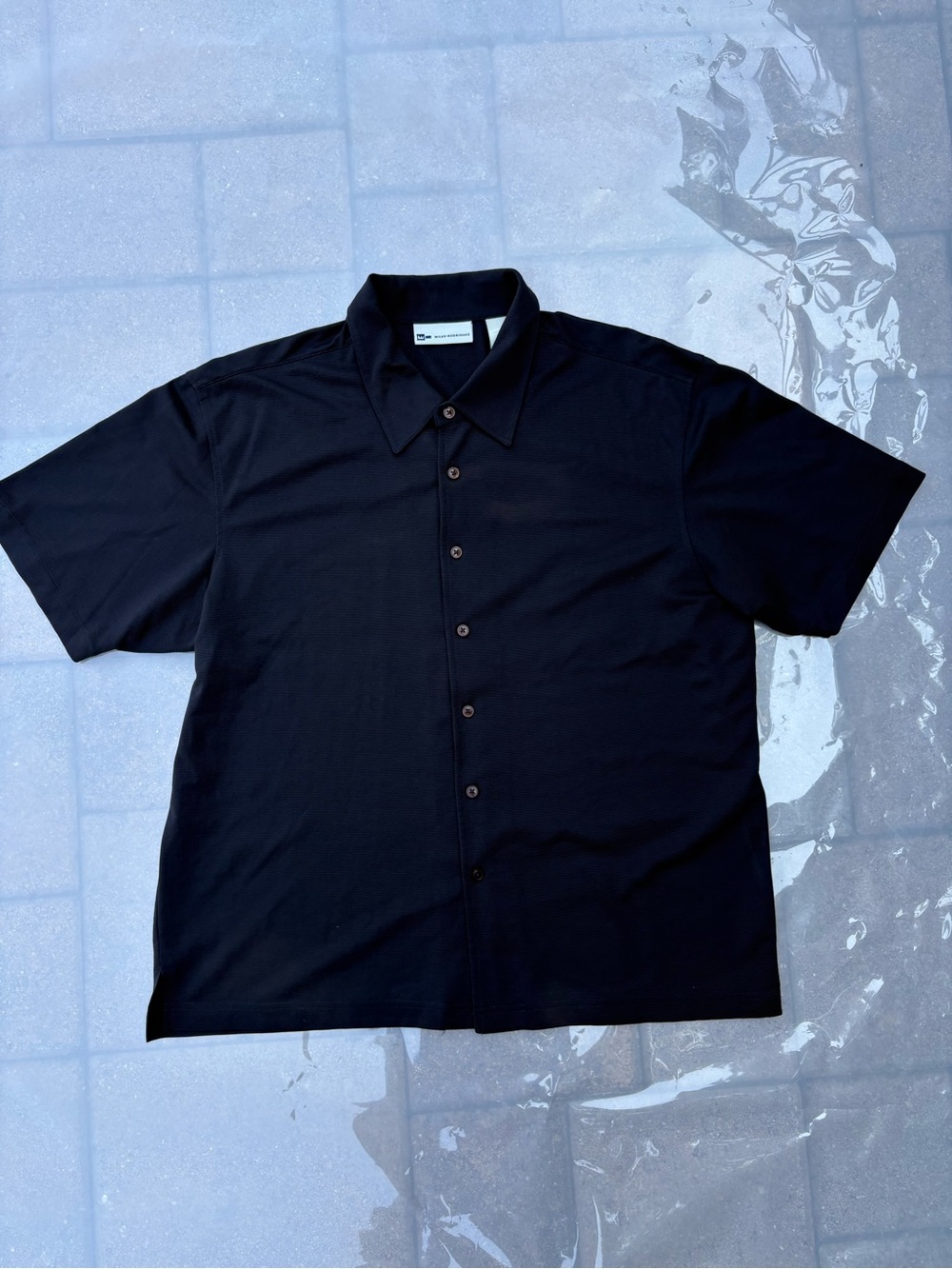 Wilke-Rodriguez Men’s Navy Short Sleeve Button Front Performance Shirt Size XL